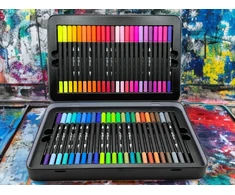 Craft Sensations Flamastry 48 vnt dwustronne pisaki cienkopisy pędzelkowe markery etui Art