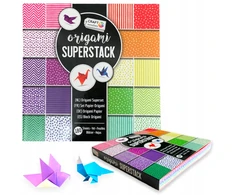 Craft Sensations ORIGAMI POPIERIUS 15x15 cm SPALVINGAS SU INSTRUKCIJA VAIKAMS 180 lapų 70gsm