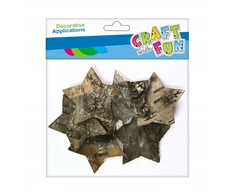 "Craft with Fun" dekoratyvinis medinis žievės žvaigždės ornamentas 6cm6vnt 12