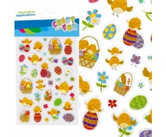 Craft With Fun Velykų dekoratyviniai lipdukai su viščiukais, 34 vnt.