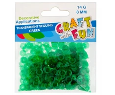 Craft With Fun Žali, skaidrūs apvalūs blizgučiai 8mm, 14g