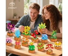 Cubimana BLOKAS GĖLĖS AUGALŲ PUOKŠTAS DEKORATYVUS KŪRYBINGAS AMŽINAS 3D 2160 vnt 24×RINKINYS