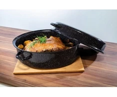 Cucinova Emaliuota kepimo skarda 38 cm + dangtis indukciniam kepimui