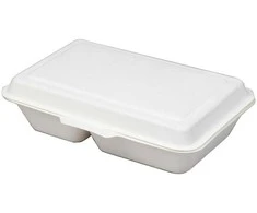 Cukranendrių pluošto dėžutės Bio 24x15.5x6.5cm/50vnt. dviejų dalių/baltos
