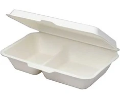 Cukranendrių pluošto dėžutės Bio 24x15.5x6.5cm/50vnt. dviejų dalių/baltos