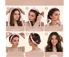 CURLS 7 VNT NEŠILDANTIS RINKINYS VELVET ROLLERS ROŽINIS SOFT STYLING