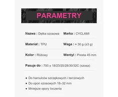 Cyclami TPU dviračio kamera 700c (18/32-622) Presta 45mm 30g
