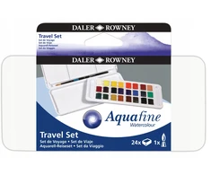 Daler Rowney Aquafine kelioninis akvarelės rinkinys, 24 pusiau užpildytos dėžutės