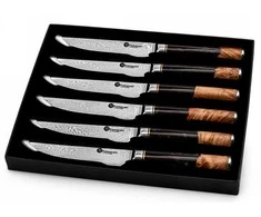 Damasko plieno peilių rinkinys kepsniams Kamazaki KZI110STK, 13 cm, 6 vnt.