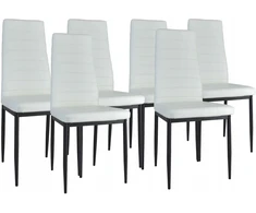 Dankor Design 6 firminių KĖDŲ rinkinys, apmuštas balta, dygsniuota eko oda, HIT virtuvė