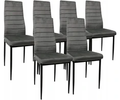Dankor Design 6 firminių KĖDŲ rinkinys, apmuštas pilku aksomu, dygsniuotas, virtuvės HIT