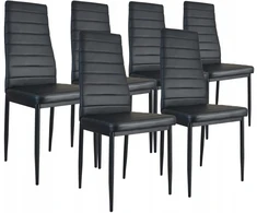 Dankor Design 6 juodos eko odos valgomojo kėdės su metalinėmis kojomis