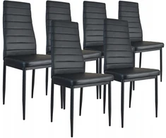 Dankor Design 6 juodos eko odos valgomojo kėdės su metalinėmis kojomis