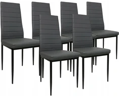 Dankor Design 6 pilkos ekoodos valgomojo kėdės su juodomis metalinėmis kojomis