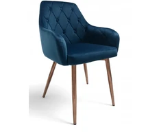 Dankor Design Antwerpia kėdė: mėlynas veliūras, rožinio chromo kojos