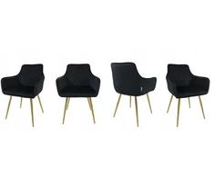 Dankor Design Lisbon fotelis, juodas veliūras, auksinės chromuotos kojos