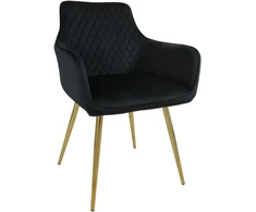 Dankor Design Lisbon fotelis, juodas veliūras, auksinės chromuotos kojos