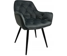 Dankor Design Minkštas, dygsniuotas fotelis SVETAINEI, VALGOMAI, VELIURAS, PILKAS, ARTE