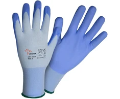 Darbo pirštinės 12209010, aplietos lateksu, baltos/juodos sp., 8 dydžio