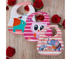 Dartomik 3 pakuotės CLEARANCE BIBS mergaitei su VELCRO POCKET BPA FREE raštais
