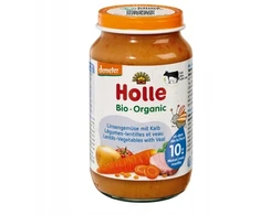 DARŽOVĖS SU VERŠIENA BE PRIEDĖTO CUKRŲ DEMETER BIO 220 g (Stiklainis) - HOLLE