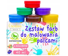 Dažai pirštukams Creative Deco, 6×40 ml, įvairių spalvų