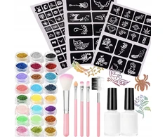 DDOO DIDELIS TATUiruočių RINKINYS TATUiruotės ŠABLONAI GLITTER PLAUNAMAS DOVANA XL