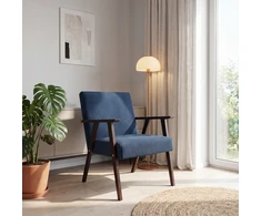 DealMeble Minkšta velvetinė kėdė medinėmis kojelėmis, šviesaus ąžuolo riešutmedžio OLAN