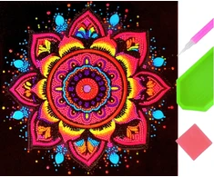 1P Deimantinės tapybos mozaika „pasidaryk pats“ – „Mandala Velvet Canvas“ 3D