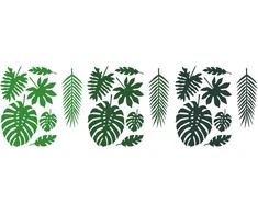 Party Deco Dekorai Lapai Tropical Party Party deko 10x14/12x35cm/21vnt. žali