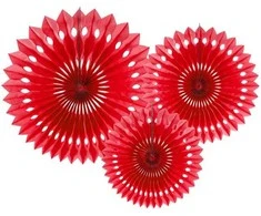 Boland Traciks Dekorai-rozetės PartyDeco Ø20-25-30cm/3vnt. raudoni