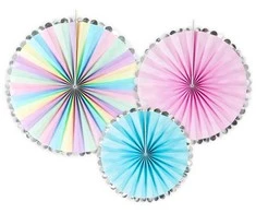 Party Deco Dekorai-rozetės PartyDeco Ø21-25-30cm/3vnt. Unicorn