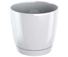 Dekoratyv. gėlių vazonas su padėklu Coubi Round P Ø18cm H16.5cm plastikinis/baltas