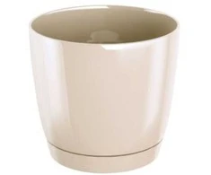 Dekoratyv. gėlių vazonas su padėklu Coubi Round P Ø18cm H16.5cm plastik./kreminės s.