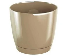 Dekoratyv. gėlių vazonas su padėklu Coubi Round P Ø13.5cm H12.4cm plastikinis/rudas