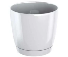 Dekoratyv. gėlių vazonas su padėklu Coubi Round P Ø15.5cm H14.2cm plastikinis/baltas
