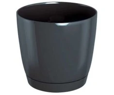 Dekoratyv. gėlių vazonas su padėklu Coubi Round P Ø13.5cm H12.4cm plastikinis/t.pilkas