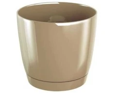 Dekoratyv. gėlių vazonas su padėklu Coubi Round P Ø10cm H9.2cm plastikinis/rudas