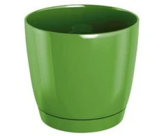 Dekoratyv. gėlių vazonas su padėklu Coubi Round P Ø15.5cm H14.2cm plastikinis/žalias