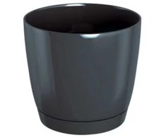 Dekoratyv. gėlių vazonas su padėklu Coubi Round P Ø15.5cm H14.2cm plastikinis/t.pilkas