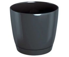 Dekoratyv. gėlių vazonas su padėklu Coubi Round P Ø18cm H16.5cm plastikinis/t.pilkas