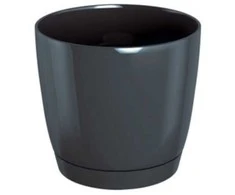 Dekoratyv. gėlių vazonas su padėklu Coubi Round P Ø24cm H22cm plastikinis/t.pilkas