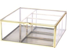 Dekoratyvinė papuošalų dėžutė GOLD, stiklinė, 20 x 20 x 8 cm