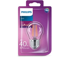 Dekoratyvinė šviesos diodų lemputė PHILIPS, P45, 4 W, E27, 470 lm, 2700K, atitinka 40 W