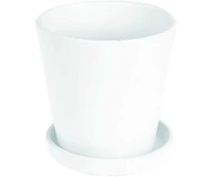 Dekoratyvinis gėlių vazonas su padėklu D17cm/H15.5cm baltas/keraminis