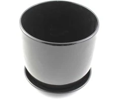 Dekoratyvinis gėlių vazonas su padėklu D20cm H18cm keram./antracito sp.