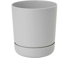 Dekoratyvinis gėlių vazonas su padėklu Satina Ø17cm H19cm plastikinis/pilkas