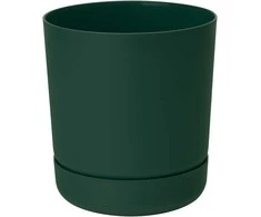 Dekoratyvinis gėlių vazonas su padėklu Satina Ø13cm H14.6cm plastikinis/žalias