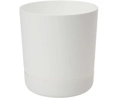 Dekoratyvinis gėlių vazonas su padėklu Satina Ø17cm H19cm plastikinis/baltas
