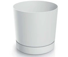 Prosperplast Dekoratyvinis gėlių vazonas Tubo P Ø17.8cm H17.5cm plastikinis/baltas